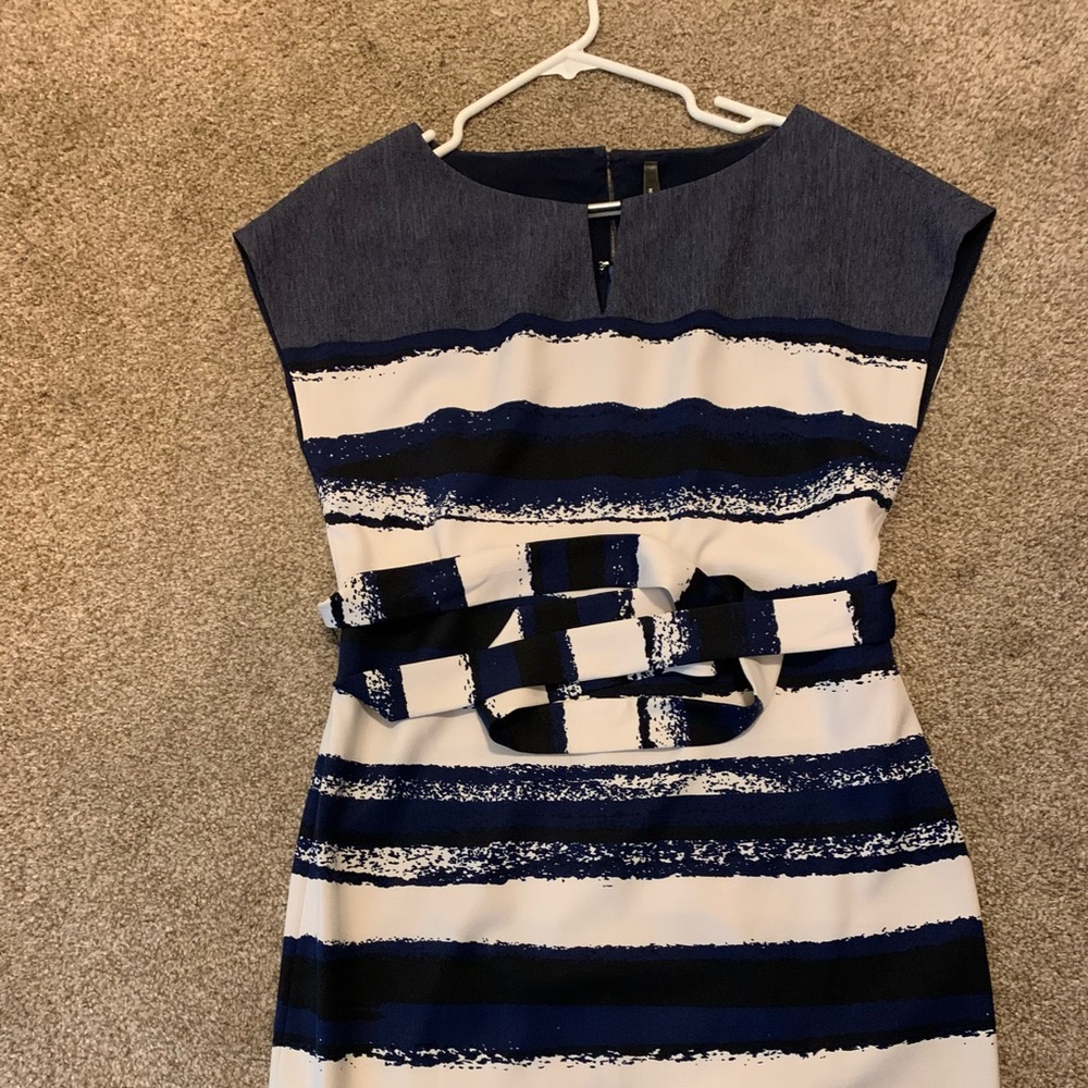 Marc New York white/blue striped mini dress size 6